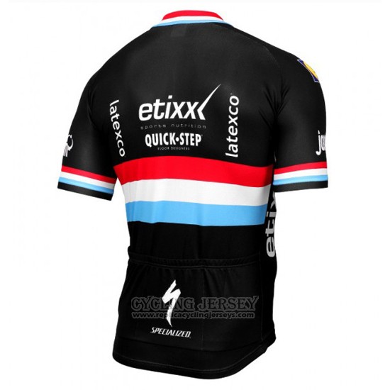 2017 Cycling Jersey Etixx Quick Step Champion Luxembourg Black Short Sleeve and Bib Short